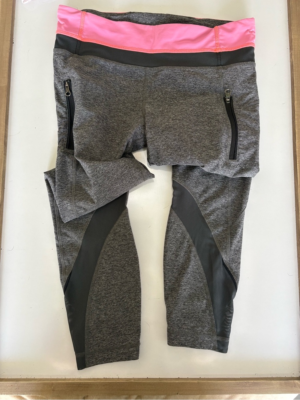 lululemon athletica Pace Rival Grey Leggings with Pink Waistband